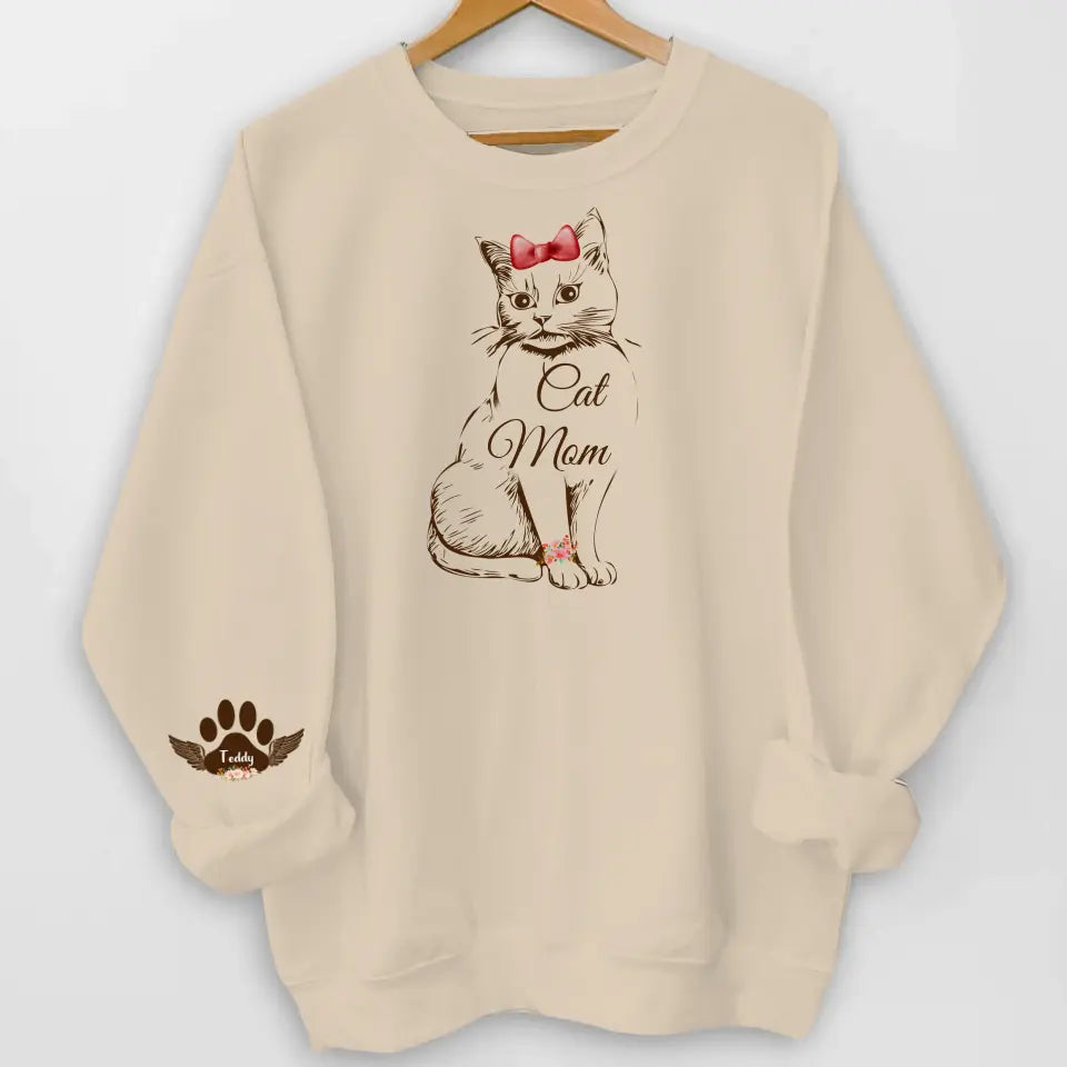 Cat Mom - Personalized Sleeve Print Sweatshirt, Gift For Cat Lovers, Cat Mom , Mother&#39;s Day Gift - SW15