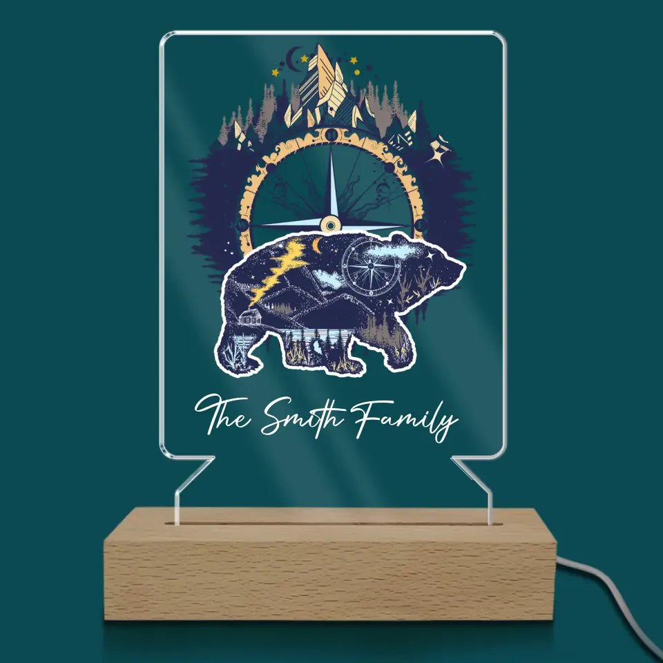 Bear And Mountains - Personalized Decal, Camping Gift For Camping Lovers - PCD100