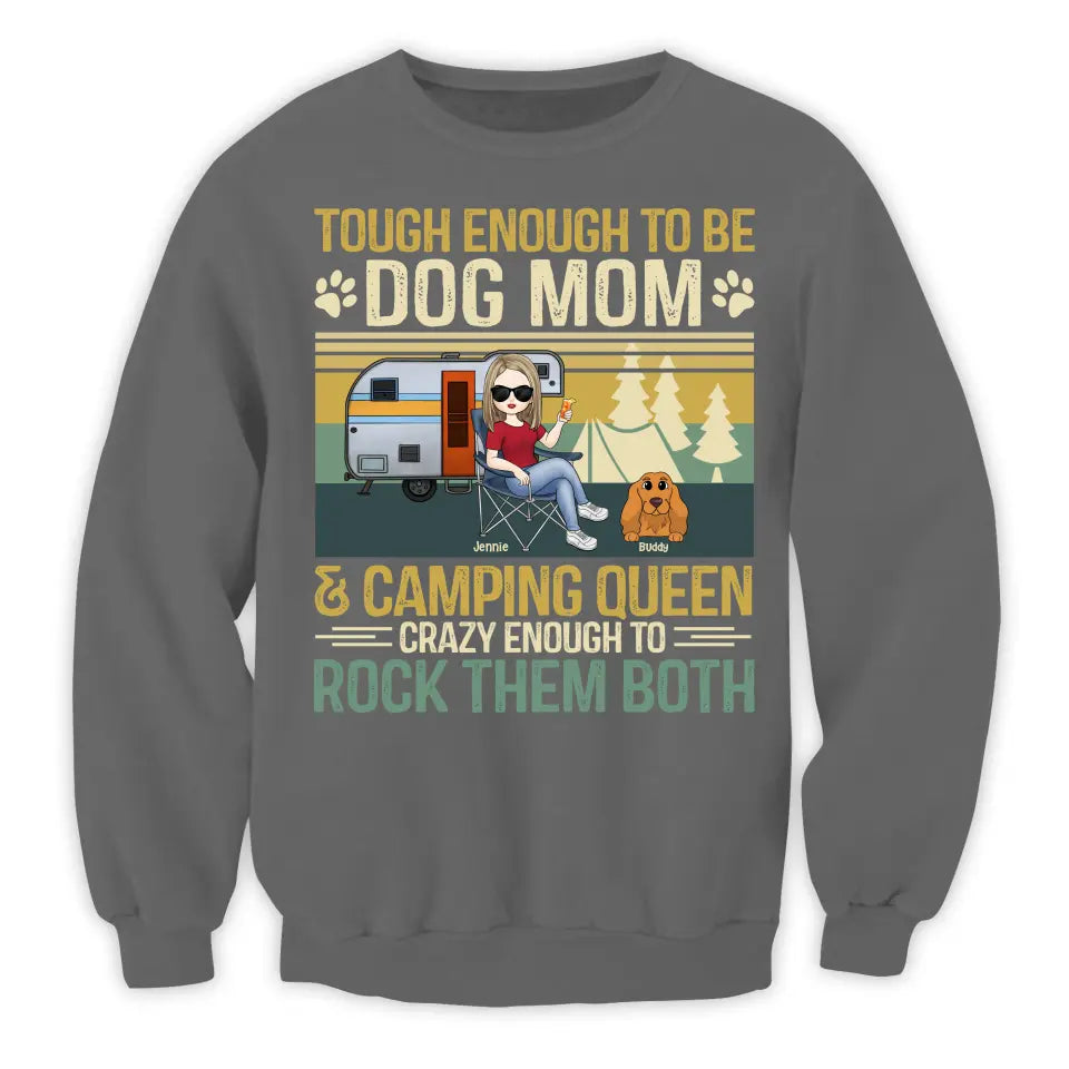 Tough Enough To Be A Dog Mom - Personalized T-Shirt, Gift For Camping Dog Lover - TS1166