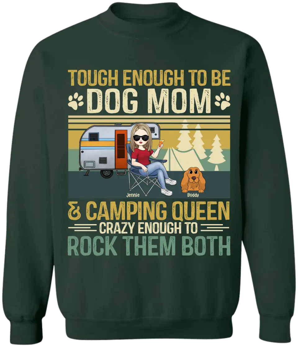 Tough Enough To Be A Dog Mom - Personalized T-Shirt, Gift For Camping Dog Lover - TS1166