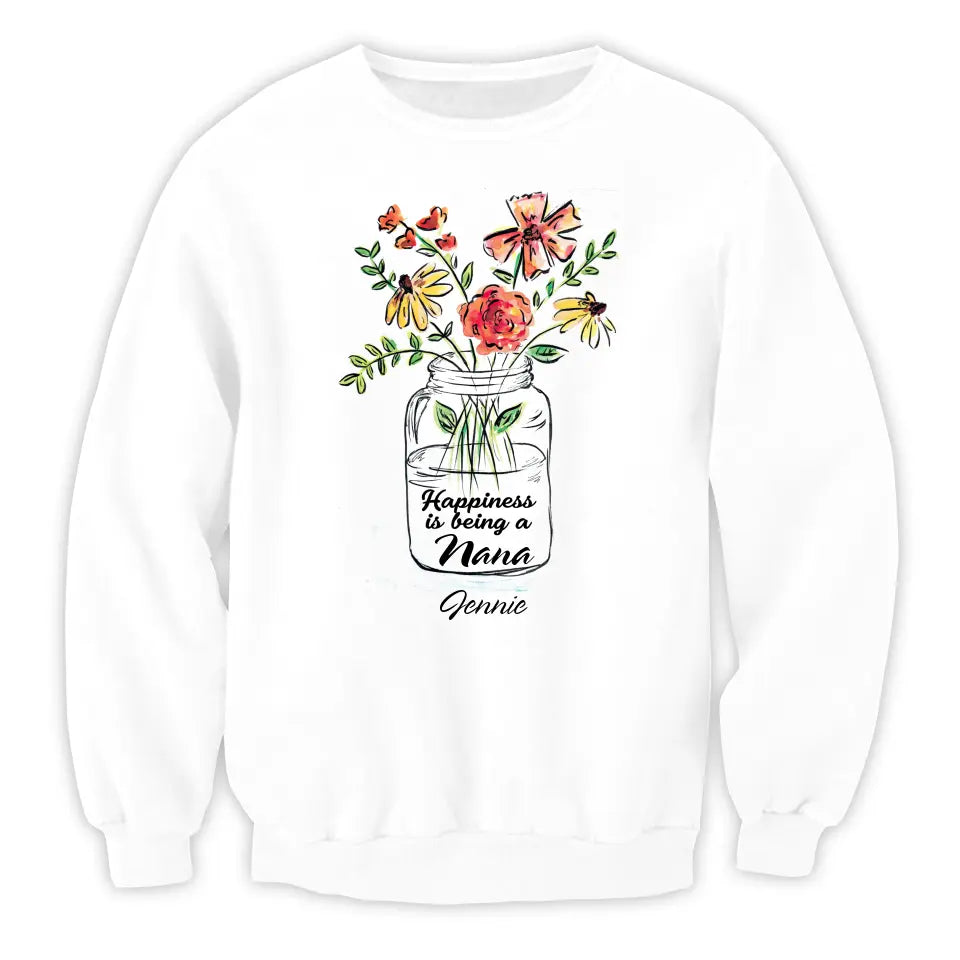 Happiness Is Being A Nana - Personalized T-Shirt, Gift For Mother's Day/Birthday, Gift For Her - TS1169