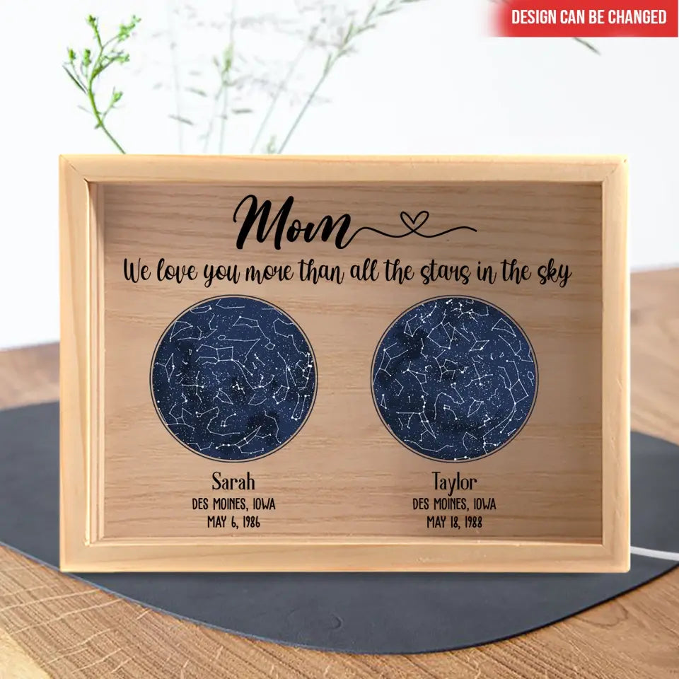 Mom We Love You More Than All The Stars In The Sky - Personalized Frame Light Box, Gift For Family - FLB14