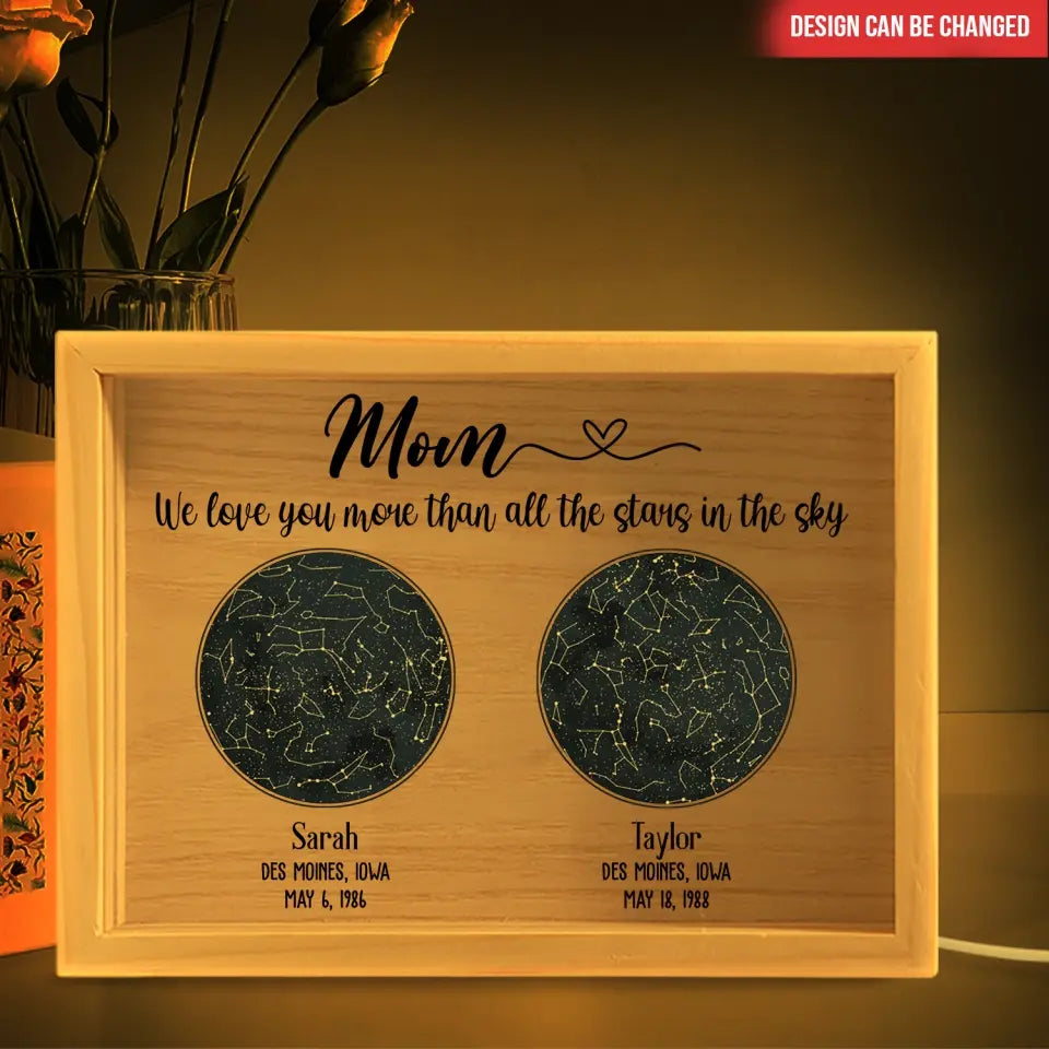 Mom We Love You More Than All The Stars In The Sky - Personalized Frame Light Box, Gift For Family - FLB14