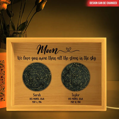 Mom We Love You More Than All The Stars In The Sky - Personalized Frame Light Box, Gift For Family - FLB14