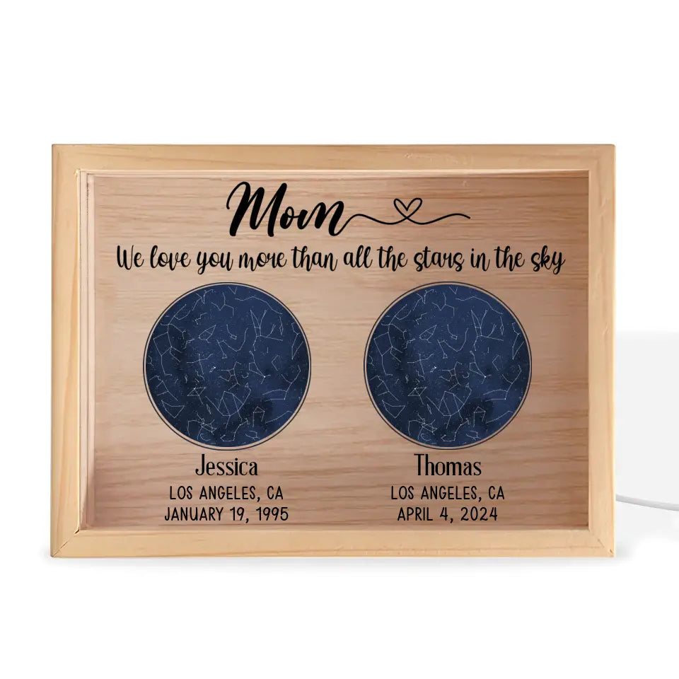 Mom We Love You More Than All The Stars In The Sky - Personalized Frame Light Box, Gift For Family - FLB14
