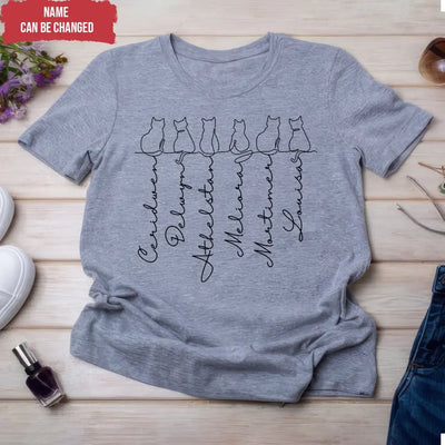 Custom Cat's Name - Personalized T-Shirt, Gift For Cat Lover, Cat Dad Gift, Cat Mom Gift - TS1172