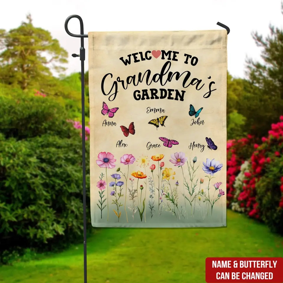 Welcome To Grandma’s Garden - Personalized Garden Flag, Gift For Grandma - GF183