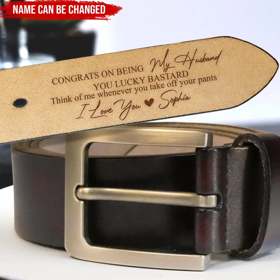 Congrats On Being My Husband - Personalized Leather Belt, Gift For Family, Husband’s Gift - LB01