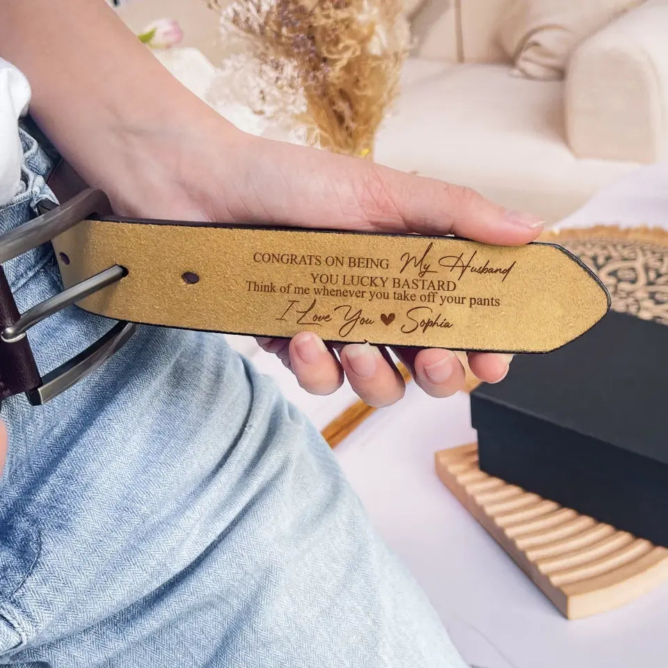Congrats On Being My Husband - Personalized Leather Belt, Gift For Family, Husband’s Gift - LB01