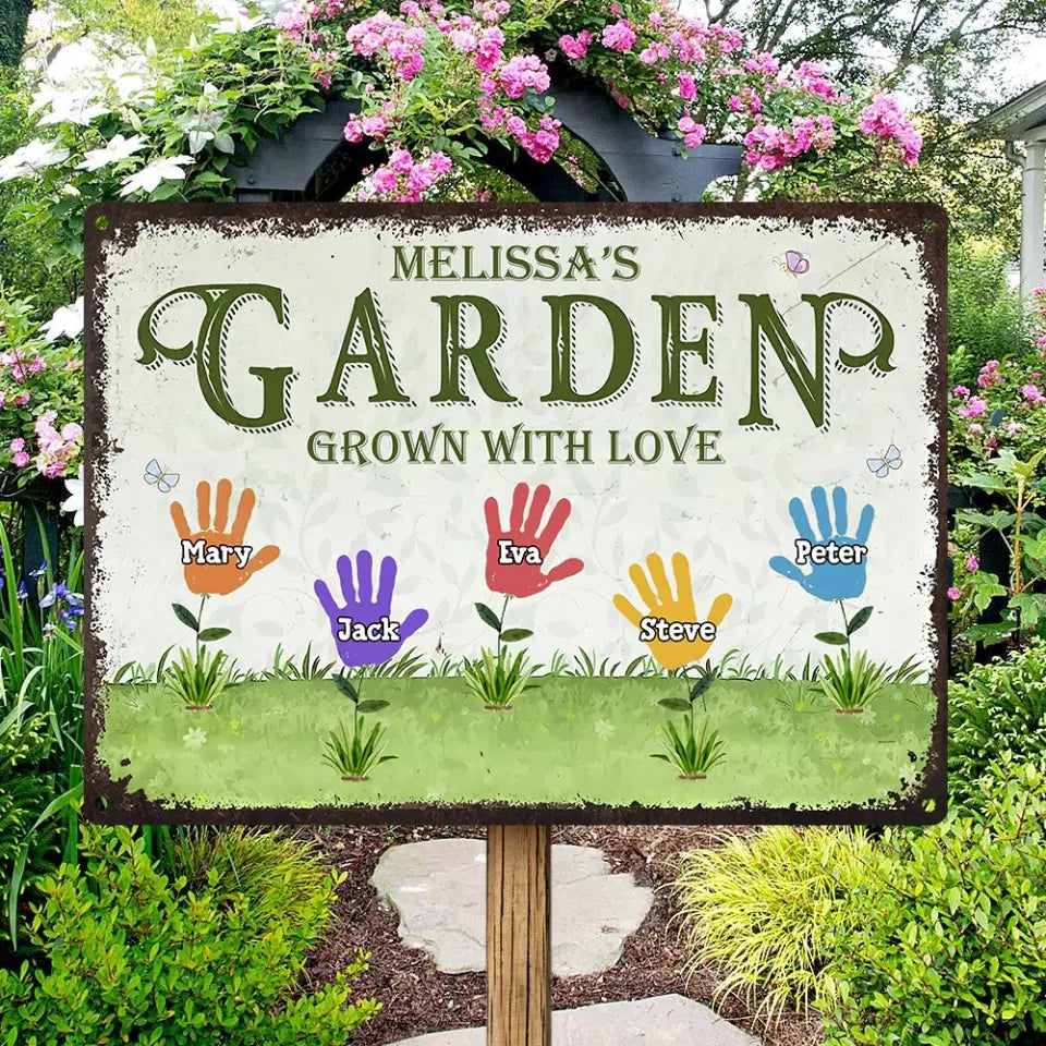 Garden Grown With Love - Personalized Metal Sign, Gift For Gardening Lover - MTS765