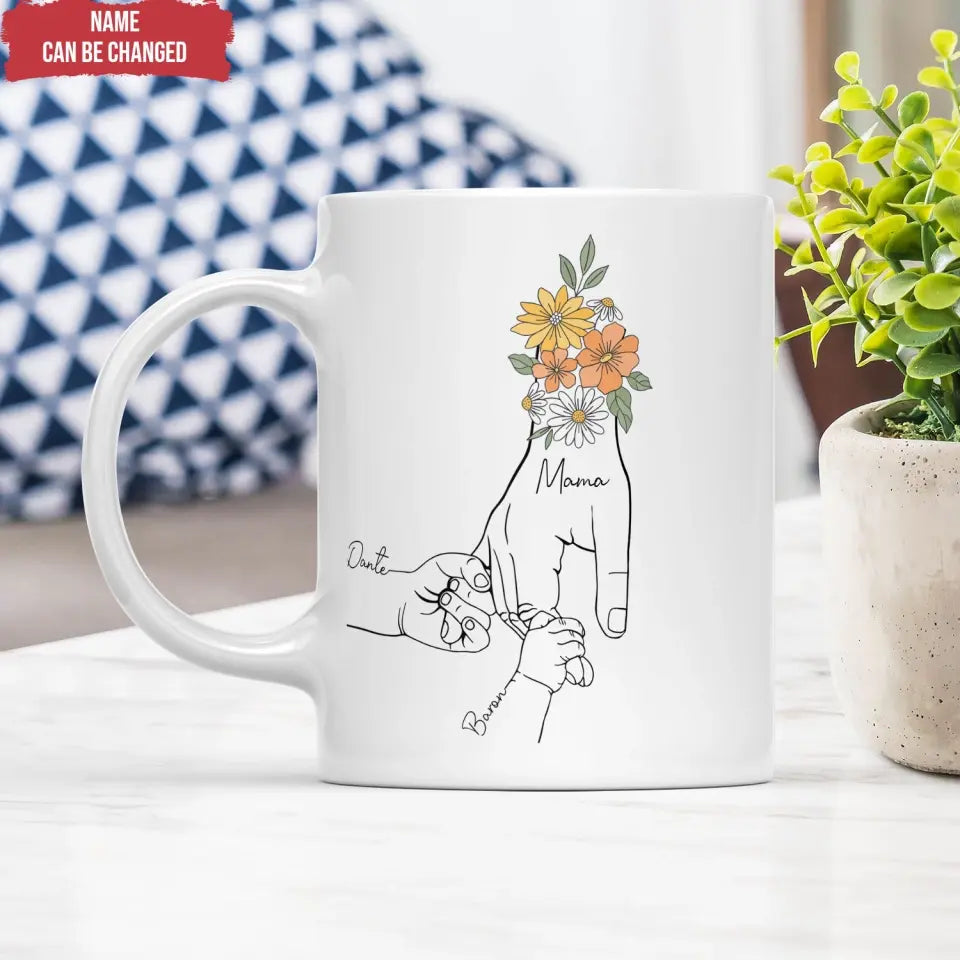 Mom Floral Mug With Kids Names - Personalized Mug, Gift For Mother's Day - M89