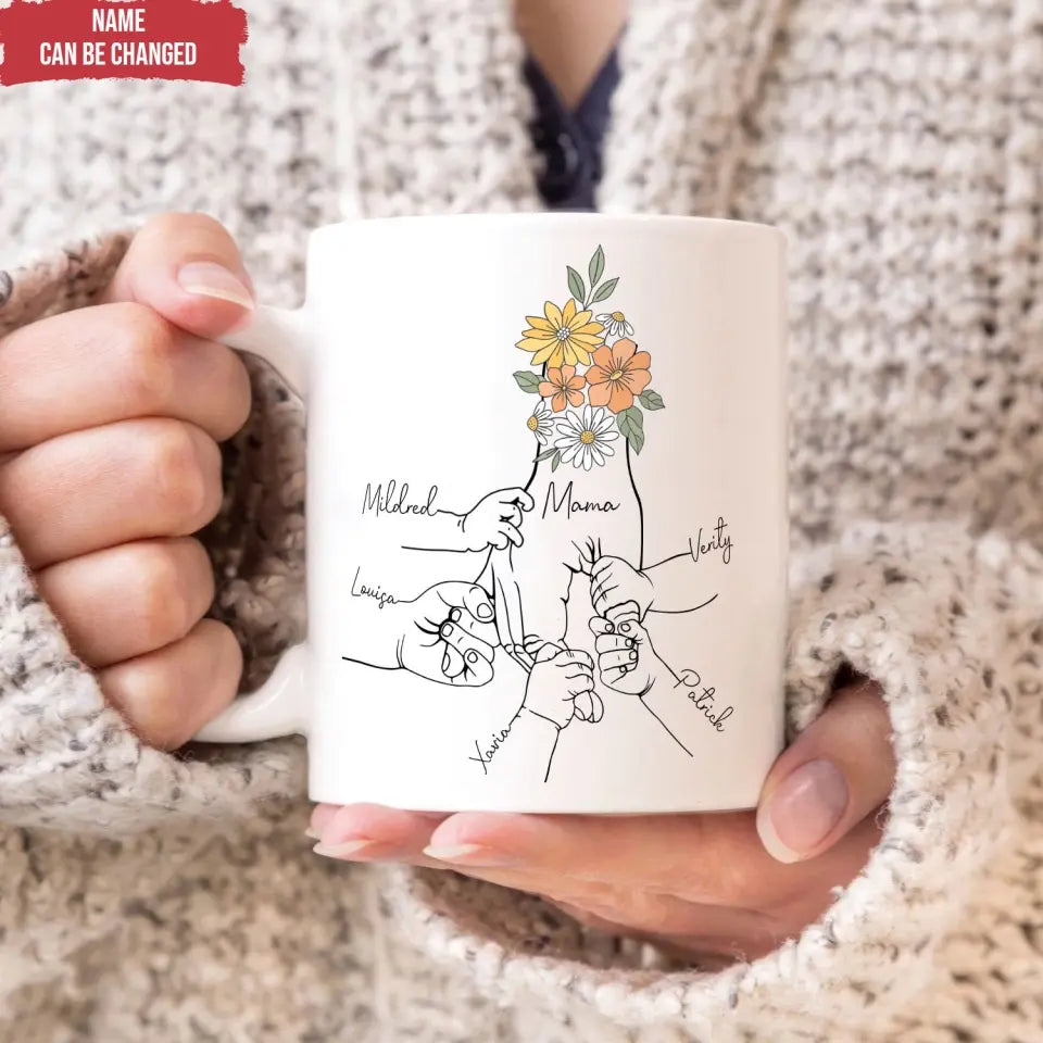 Mom Floral Mug With Kids Names - Personalized Mug, Gift For Mother's Day - M89