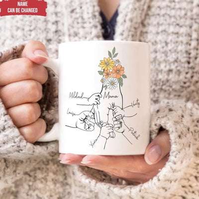 Mom Floral Mug With Kids Names - Personalized Mug, Gift For Mother's Day - M89