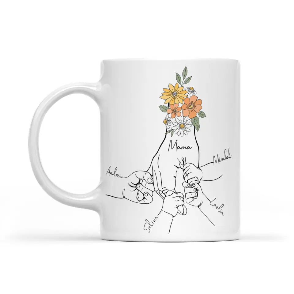 Mom Floral Mug With Kids Names - Personalized Mug, Gift For Mother&#39;s Day - M89