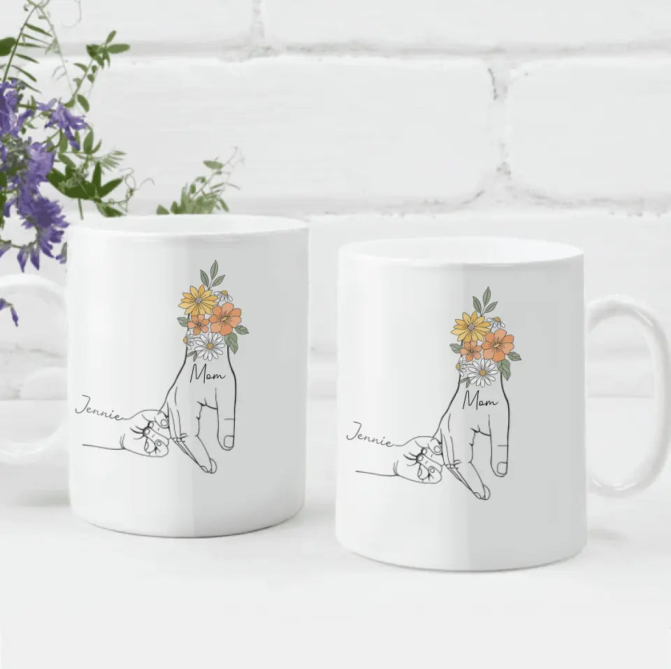 Mom Floral Mug With Kids Names - Personalized Mug, Gift For Mother's Day - M89