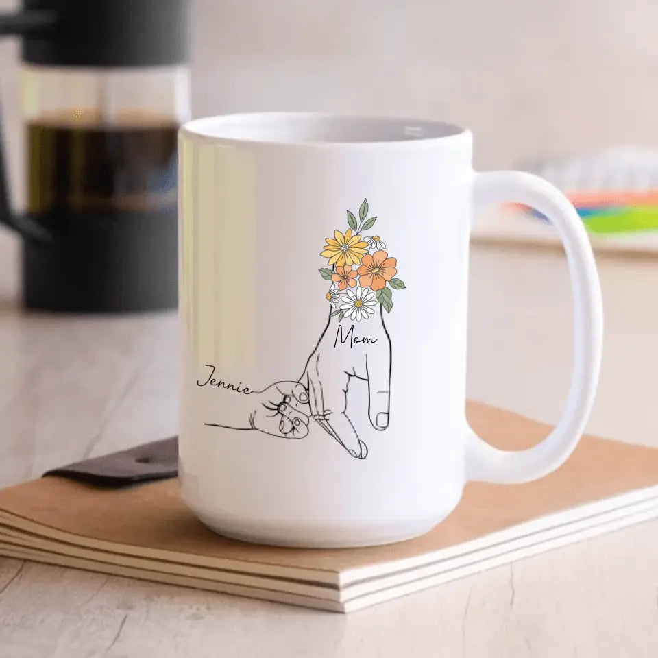 Mom Floral Mug With Kids Names - Personalized Mug, Gift For Mother's Day - M89