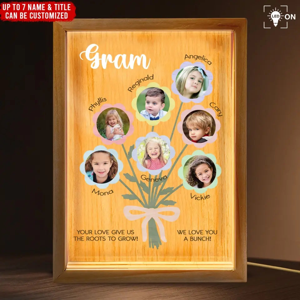 Kids Flower For Mommy - Personalized Frame Light Box, Gift For Mother, Love Mom Gift - FLB16