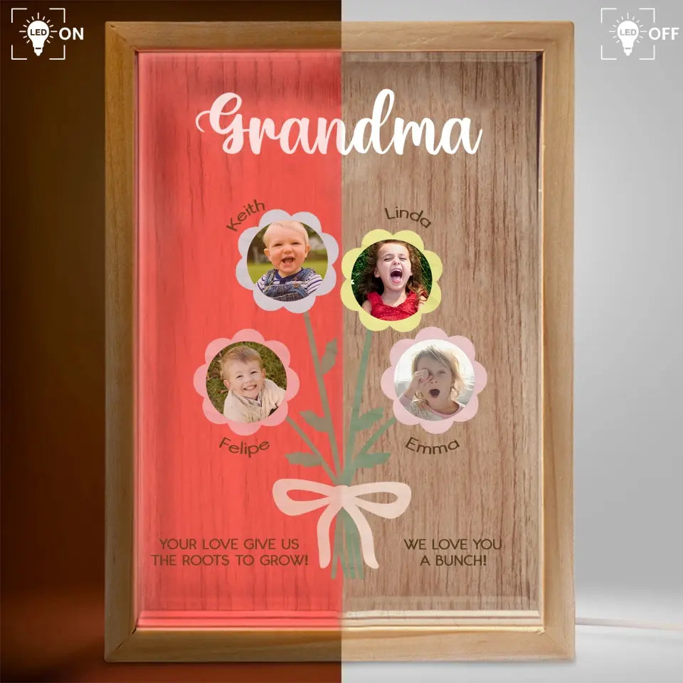 Kids Flower For Mommy - Personalized Frame Light Box, Gift For Mother, Love Mom Gift - FLB16