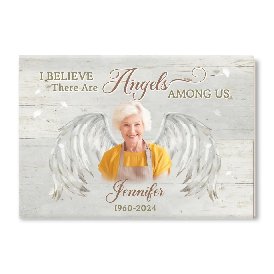 I Believe There Are Angels Among us - Personalized Canvas, Memorial Gift - CA115