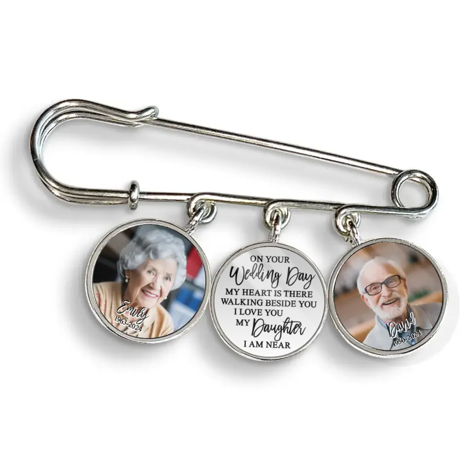 On Your Wedding Day My Heart Is There - Personalized Lapel Pin, Gift For Daughter, Keepsake Gift For The Bride - LP20