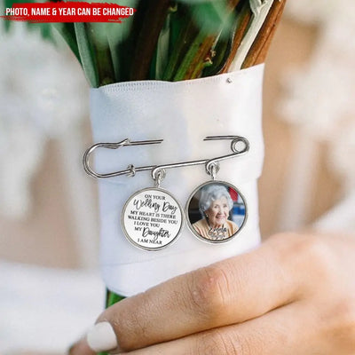 On Your Wedding Day My Heart Is There - Personalized Lapel Pin, Gift For Daughter, Keepsake Gift For The Bride - LP20
