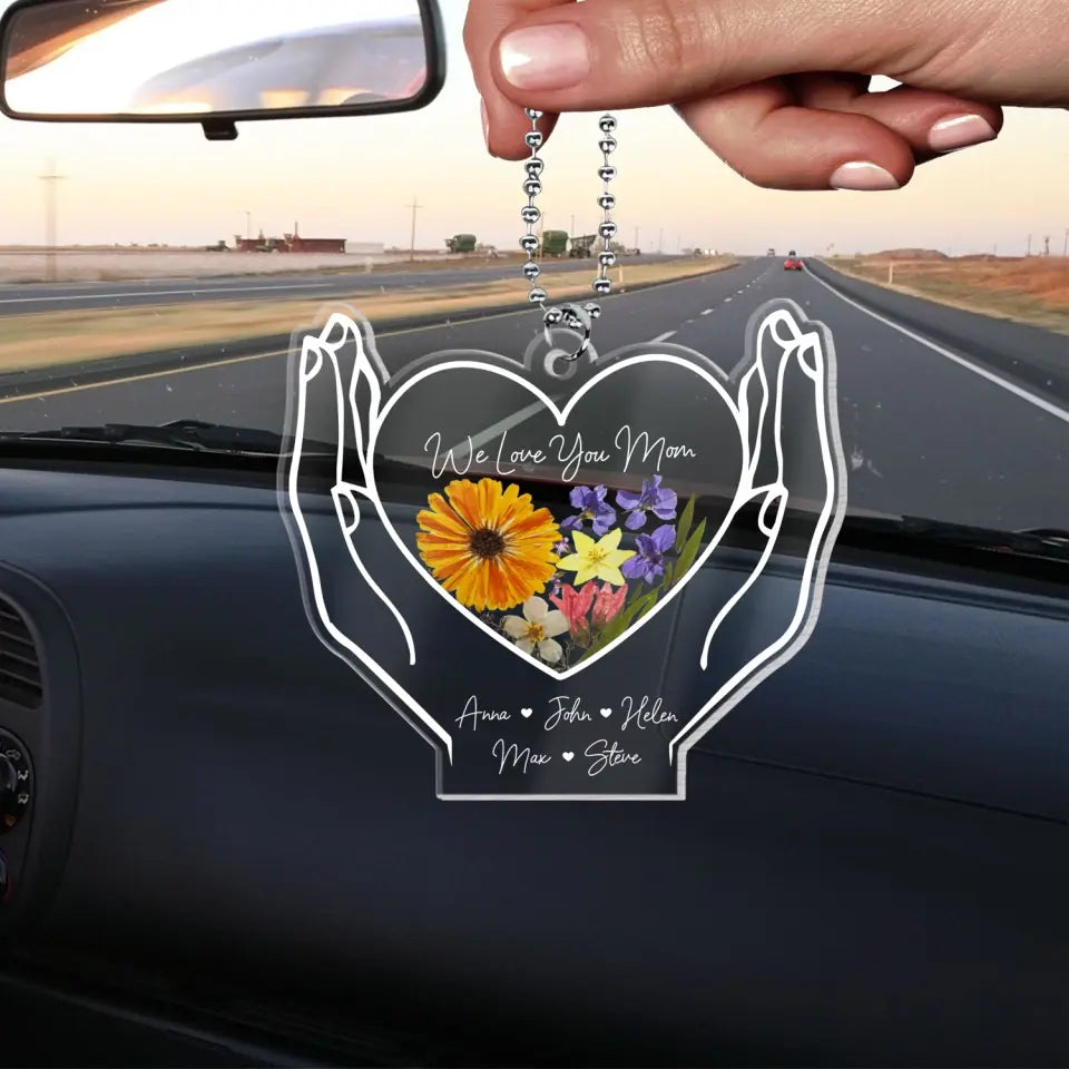 I Love You Mom - Personalized Acrylic Car Hanger, Gift For Mom, Car Accessories - ACH22