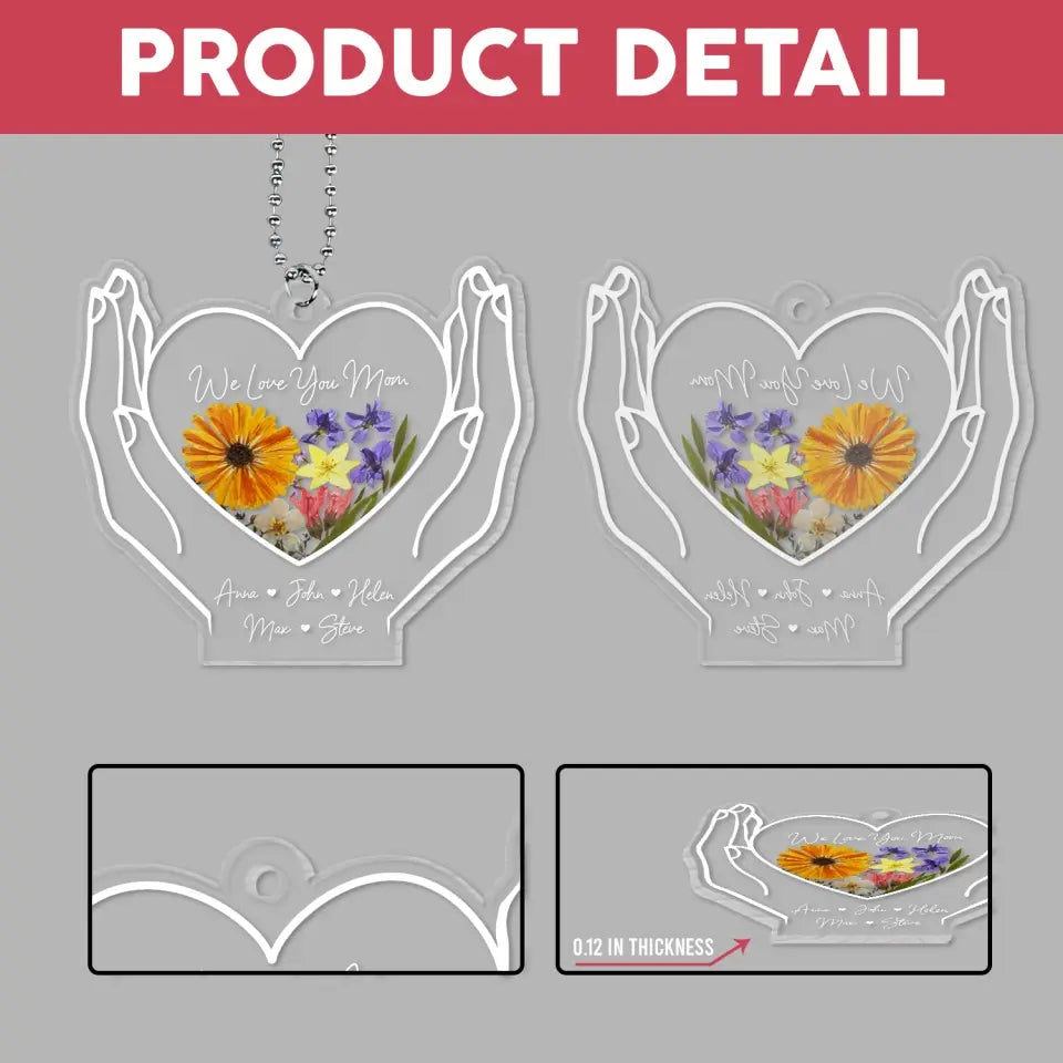 I Love You Mom - Personalized Acrylic Car Hanger, Gift For Mom, Car Accessories - ACH22