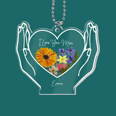 I Love You Mom - Personalized Acrylic Car Hanger, Gift For Mom, Car Accessories - ACH22