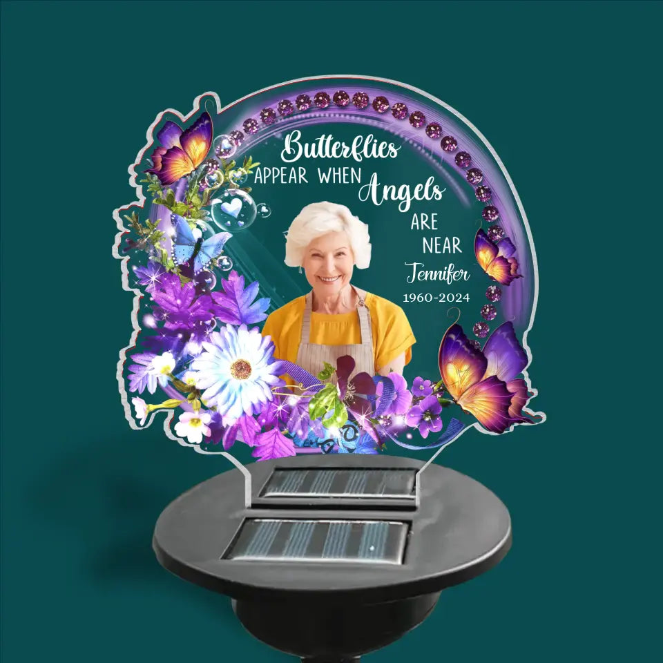 Butterflies Appear When Angels Are Near - Personalized Solar Light, Memorial Gift - SL158