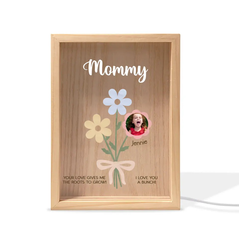 Kids Flower For Mommy - Personalized Frame Light Box, Gift For Mother, Love Mom Gift - FLB16