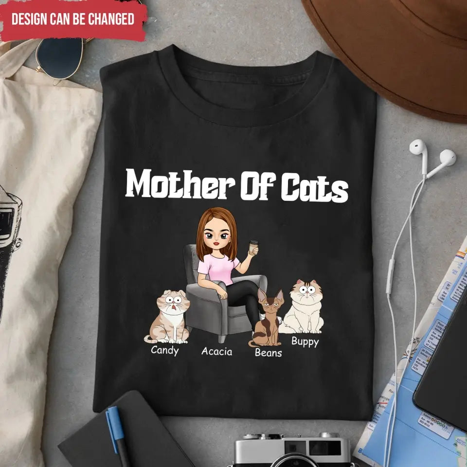 Mother Of Cats - Personalized T-shirt, Gift For Cat Lover, Gift For Cat Mom - TS1176