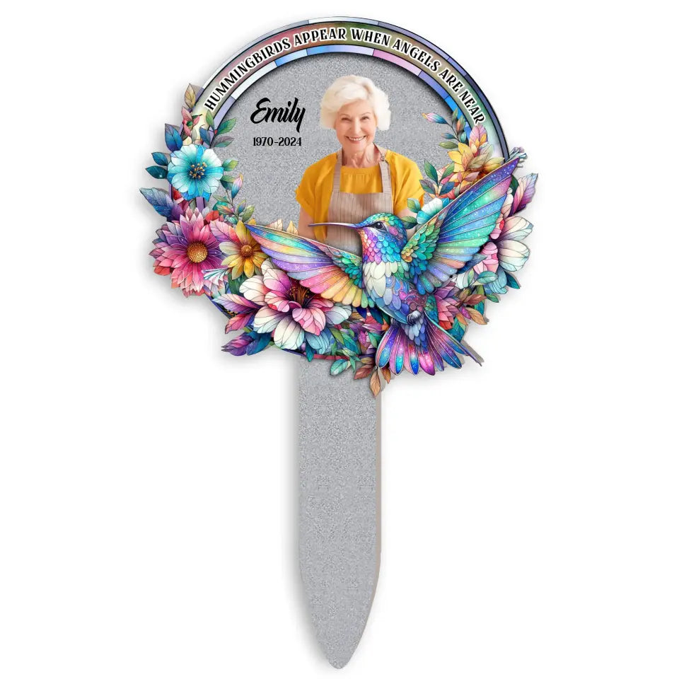 Hummingbirds Appear When Angels Are Near - Personalized Solar Light, Remembrance Gift, Loss Of Loved One - SL153