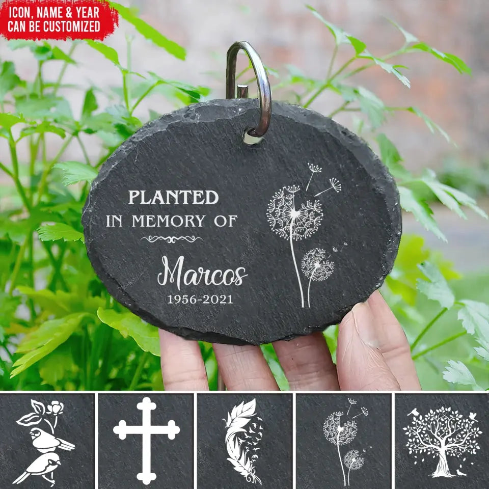 Planted in Memory of Garden Stake - Personalized Garden Slate, Memorial Gift - GS85