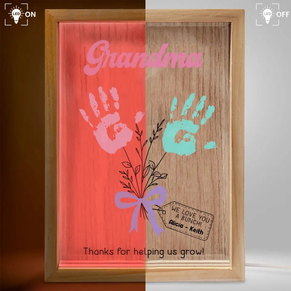 GIGI Thanks For Helping Us Grow - Personalized Frame Light Box, Gift for Grandma/GiGi/Nana, Birthday Gift For Her - FLB18