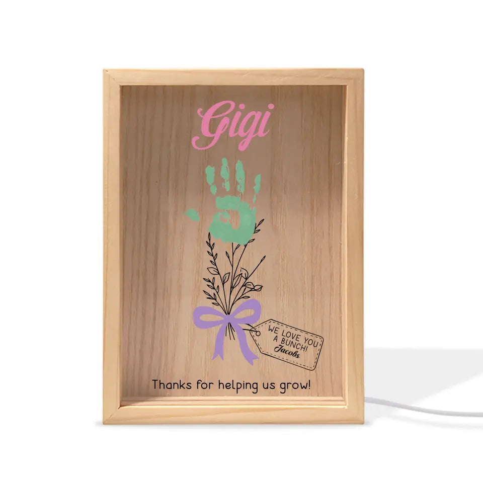 GIGI Thanks For Helping Us Grow - Personalized Frame Light Box, Gift for Grandma/GiGi/Nana, Birthday Gift For Her - FLB18
