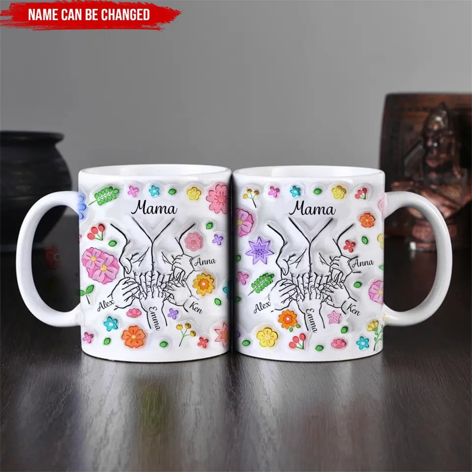 Floral Holding Mom And Daughter Hand - Personalized Mug, Gift For Mom, Gift For Grandma - M92