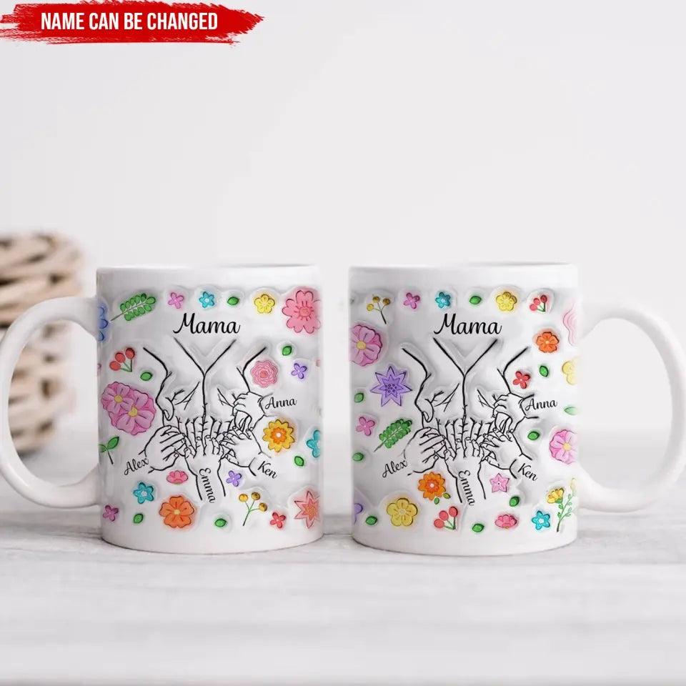 Floral Holding Mom And Daughter Hand - Personalized Mug, Gift For Mom, Gift For Grandma - M92