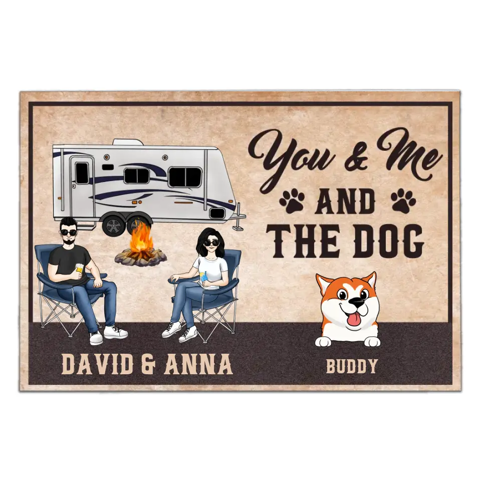 You And Me And The Dogs Husband Wife Camping - Couple Gift - Personalized Doormat, Gift For Camper