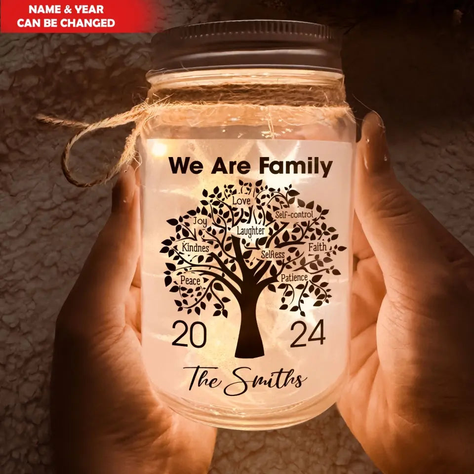 We Are Family , Family Tree - Personalized Mason Jar Light, Gift For Family - MJL41