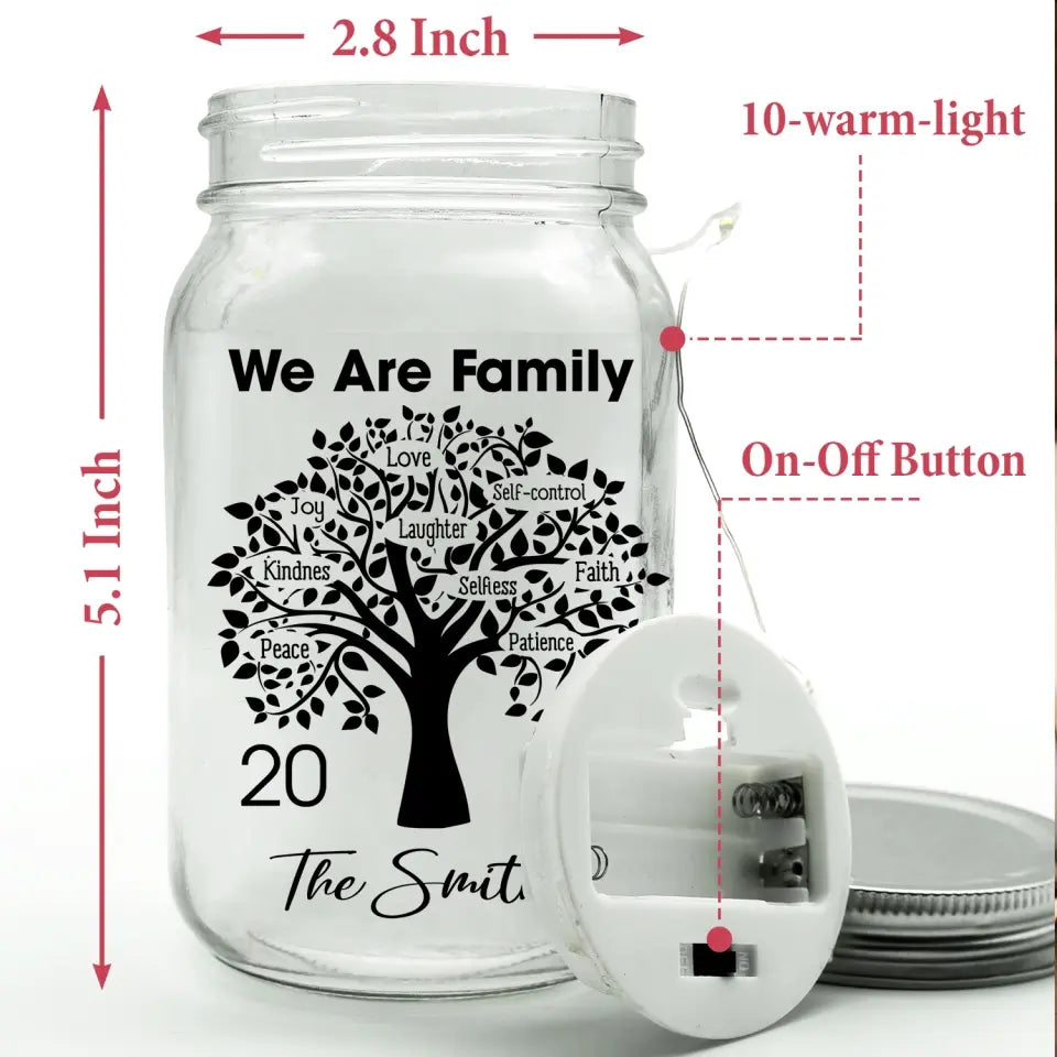 We Are Family , Family Tree - Personalized Mason Jar Light, Gift For Family - MJL41