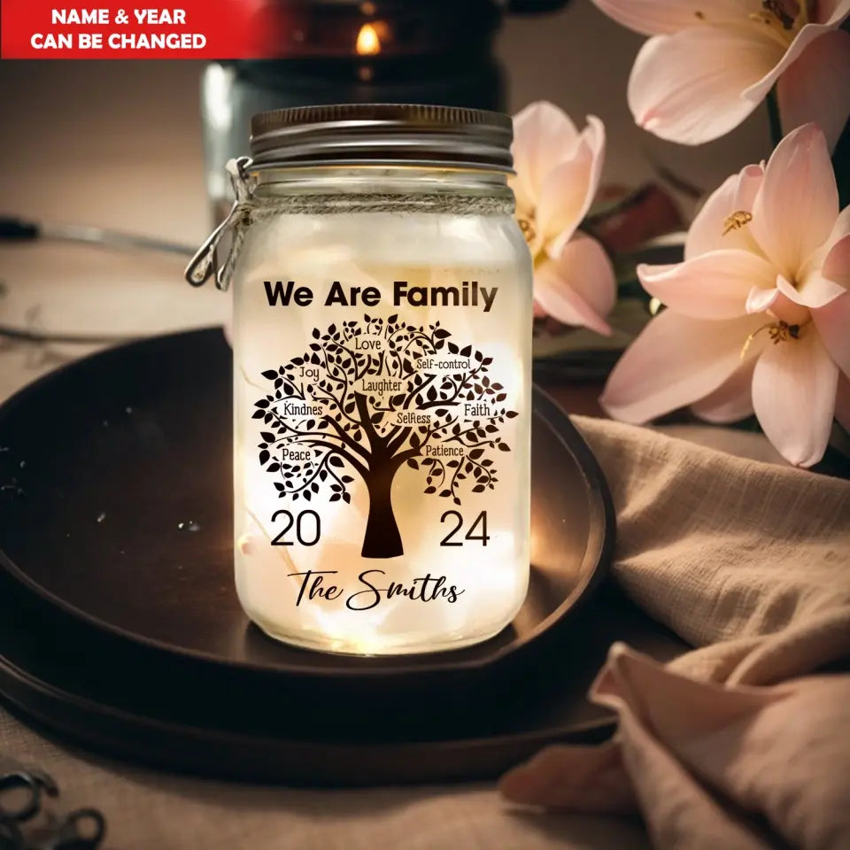 We Are Family , Family Tree - Personalized Mason Jar Light, Gift For Family - MJL41