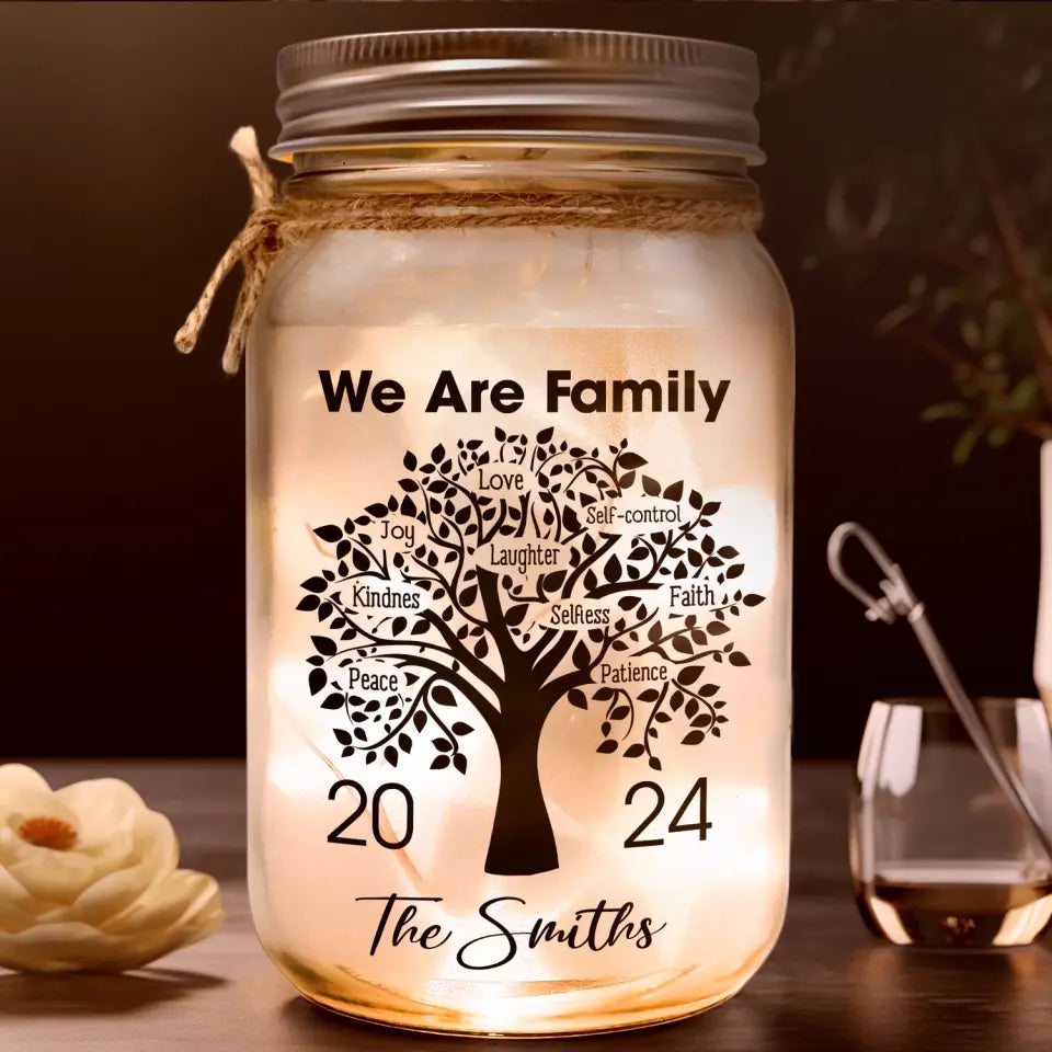 We Are Family , Family Tree - Personalized Mason Jar Light, Gift For Family - MJL41
