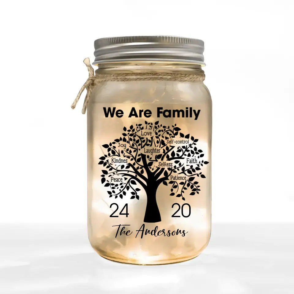 We Are Family , Family Tree - Personalized Mason Jar Light, Gift For Family - MJL41