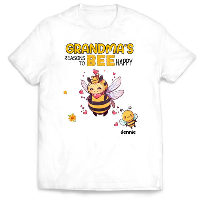 Grandma's Reasons To Bee Happy - Personalized T-Shirt, Gift For Grandma, Mom, Family Gift - TS1179
