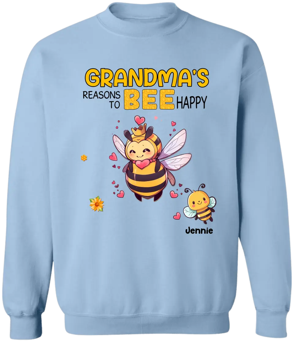 Grandma's Reasons To Bee Happy - Personalized T-Shirt, Gift For Grandma, Mom, Family Gift - TS1179