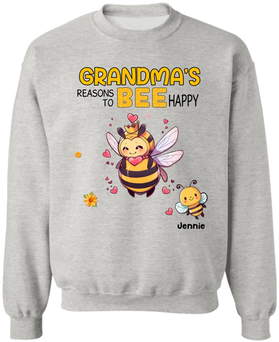 Grandma's Reasons To Bee Happy - Personalized T-Shirt, Gift For Grandma, Mom, Family Gift - TS1179