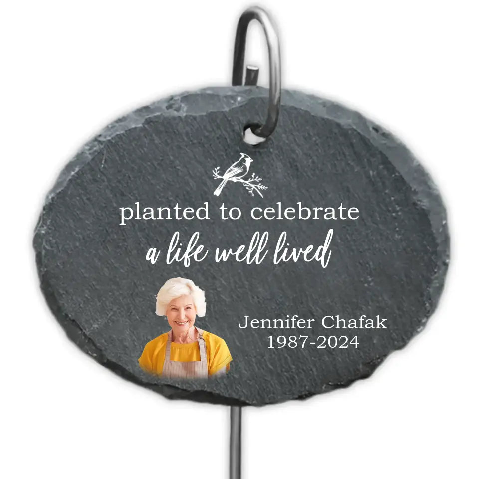 Planted To Celebrate A Life Well Lived - Personalized Garden Slate, Memorial Gift For Loss Of Loved One - GS87