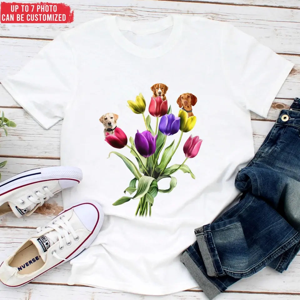 Dog Tulip Flower Limited Edition - Personalized T-Shirt, Gift For Dog Lovers, Dog Mom, Dog Dad - TS1180