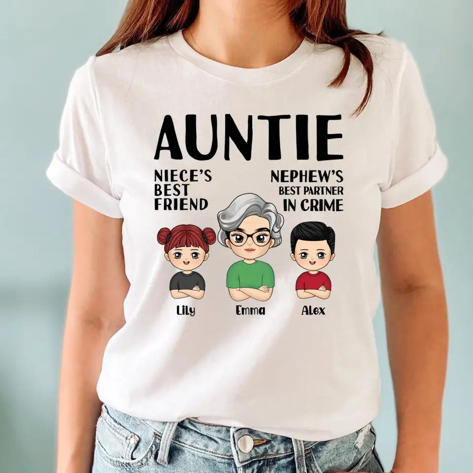 Auntie Niece’s Best Friend Nephew’s Best Partner In Crime - Personalized T-Shirt - TS1181