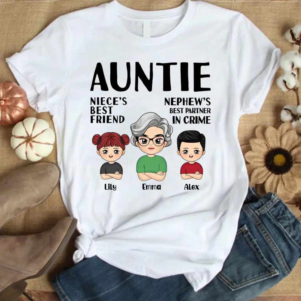 Auntie Niece’s Best Friend Nephew’s Best Partner In Crime - Personalized T-Shirt - TS1181